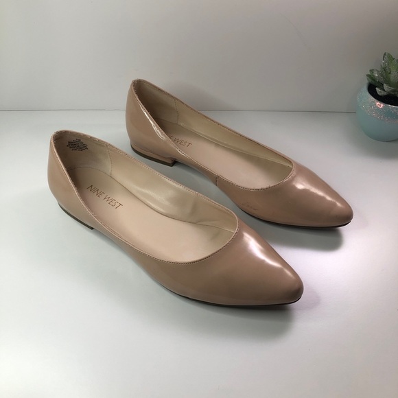 Nine West Shoes - Nine West Almond Toe Flats | Nude Patent | Women's Size 7.5